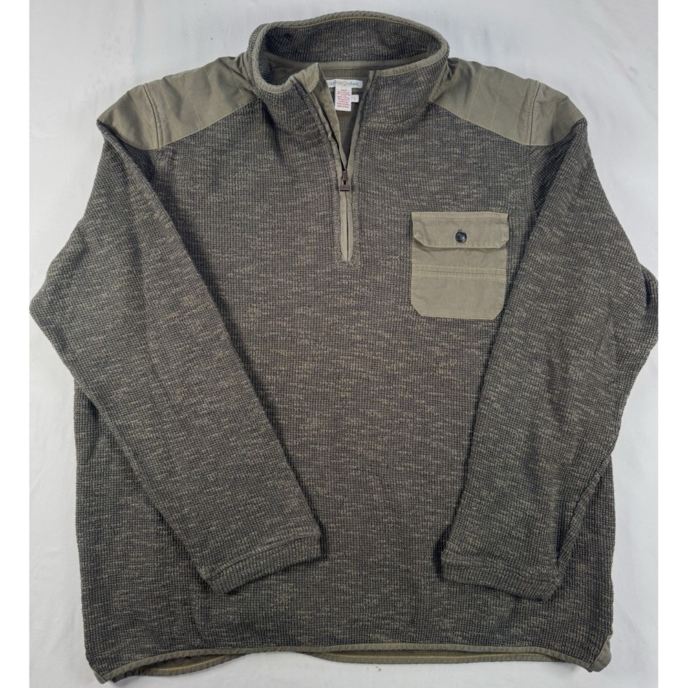 Carbon 2 Cobalt Lg 1/4 Zip Ribbed Knit Olive Pullover Padded Shoulder & Pocket - Picture 2 of 6
